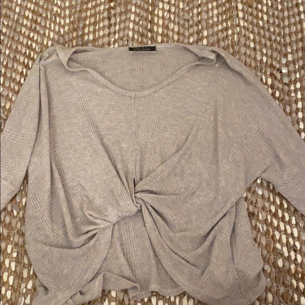Blue Blush Long Sleeve Tie Top